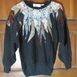 FLORAL BLACK MAURADA KNIT SWEATER Medium